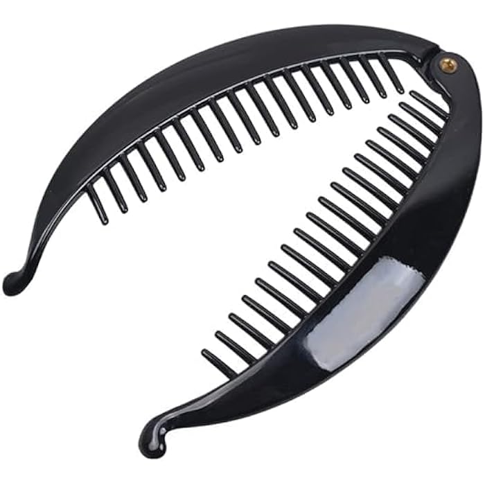 ZonShop Banana Hair Clips, Banana and Fish Design Colorful Pieces 14cm for Women and Girls, Classic French Fishtail Hair Clip (Black) - Image 1